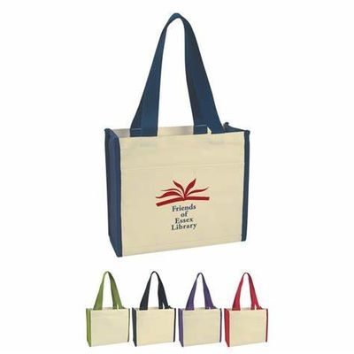 Promotional Personalized Monogram Canvas Tote Bag Shopping With Printed Logo