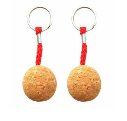 Custom Logo Printed Round Cork Ball Keyring Blank Floating Wooden