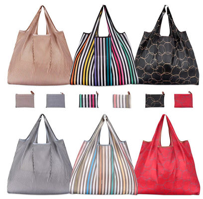 Expandable Grocery Folding Reusable Bags 190T Polyester Heavy Duty