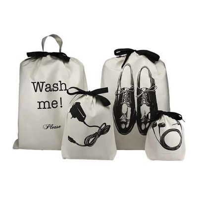 Small Custom Cotton Drawstring Bags Bulk With Shoe Compartment Machine Washable