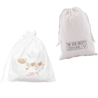 Eco Friendly Canvas Muslin Small Cotton Drawstring Bags Reusable Drawstring Makeup Pouch