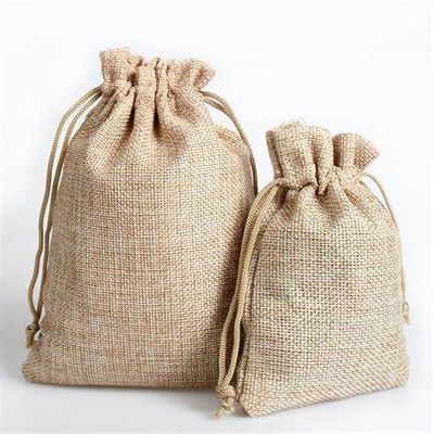 Gunny Burlap Fabric Drawstring Dust Bag Linen Pouch Personalised