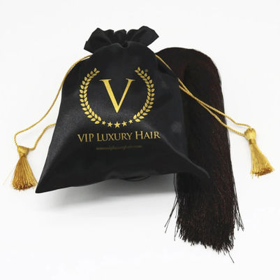 ROHS Black Satin Drawstring Bag Pouch Hair Extention Wig Package