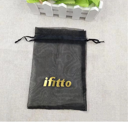 Custom Logo Printed Solid Organza Drawstring Dust Bag Mesh Gift Pouch