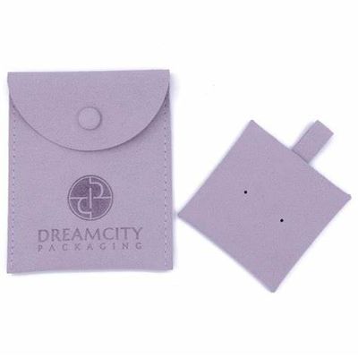 Microfiber Suede fabric Envelope Jewelry Bags Bulk Storage Custom Logo Button Closure Pouch
