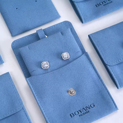 Microfiber Suede fabric Envelope Jewelry Bags Bulk Storage Custom Logo Button Closure Pouch