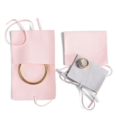 Custom Debossed Cosmetic And Jewelry Travel Bag Pouches Microfiber Suede