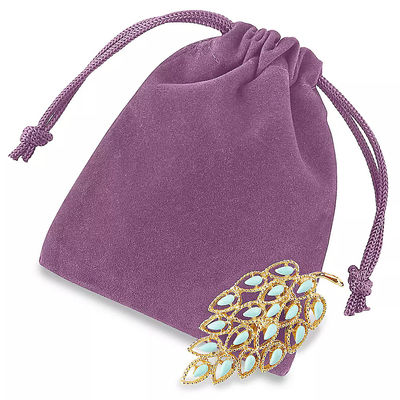 Soft Printed Velvet Flannel Mint Travel Jewelry Drawstring Bag Pouch Necklace Watch Rings