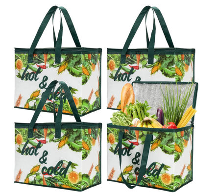 Printing Insulated Reusable Lunch Cooler Bag Collapsible For Grocery Heavy Duty