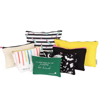 Custom Printing Canvas Makeup Bag Bulk Pouch For Makeup Skincare Essentials