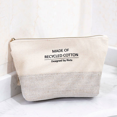 Makeup Storage Cotton Canvas Cosmetic Bag Bulk Pouch With Zipper Closure