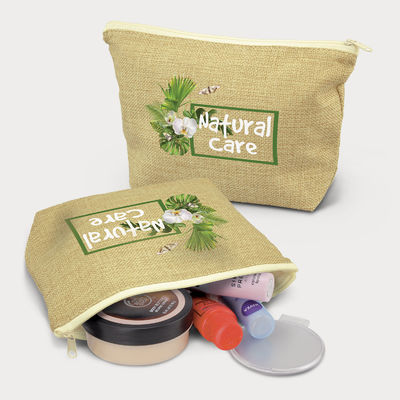 Makeup Storage Cotton Canvas Cosmetic Bag Bulk Pouch With Zipper Closure