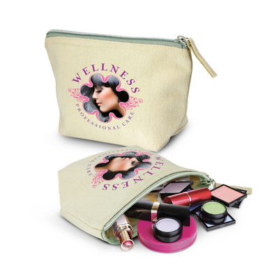 Makeup Storage Cotton Canvas Cosmetic Bag Bulk Pouch With Zipper Closure