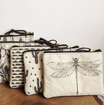 Makeup Storage Cotton Canvas Cosmetic Bag Bulk Pouch With Zipper Closure