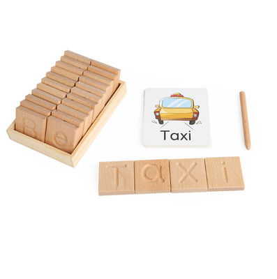 Wood Montessori Learning Toy Spelling Words Alphabet Puzzle Matching Words