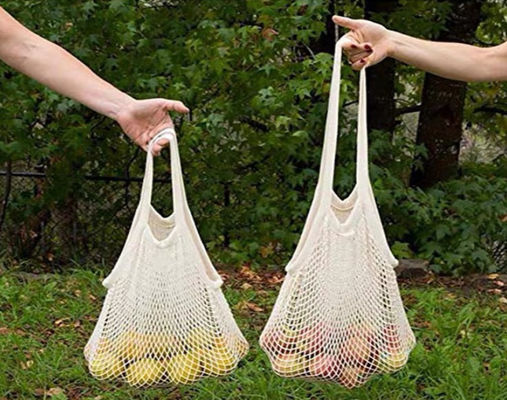 Reusable Mesh Fabric Vegetables Grocery Market Tote Bag