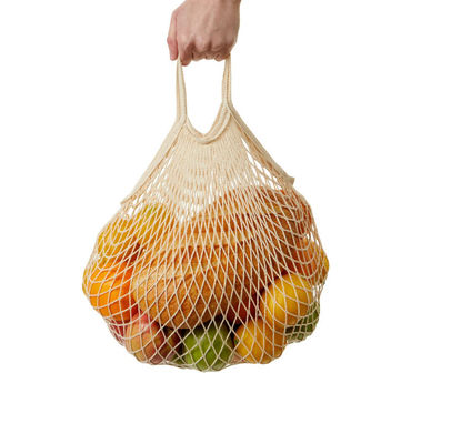 Green Cotton Mesh Vegetable Veggie Reusable Grocery Tote Bag