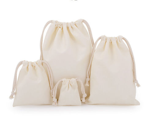 8oz Natural Unbleached Cotton Small Muslin Drawstring Bags 13x16cm