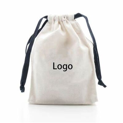 Custom Recycle Organic Cotton Pouch Canvas Drawstring Dust Bag With Logo Print for Clothes Shoes Package