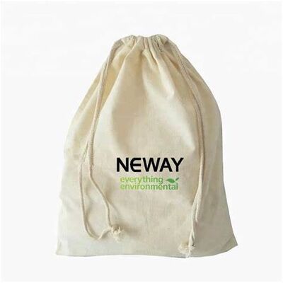 Custom Recycle Organic Cotton Pouch Canvas Drawstring Dust Bag With Logo Print for Clothes Shoes Package