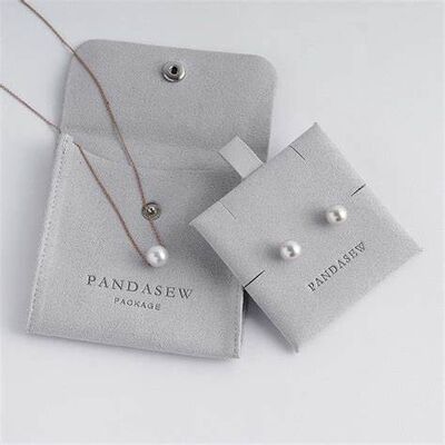 custom embossed suede microfiber jewelry pouch with insert card pads custom logo