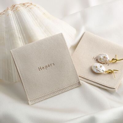 custom embossed suede microfiber jewelry pouch with insert card pads custom logo