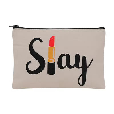 Custom Cotton Canvas Makeup Travel Bag Cosmetic Bag for Women Girls Portable multi-functional toiletry zipper bag