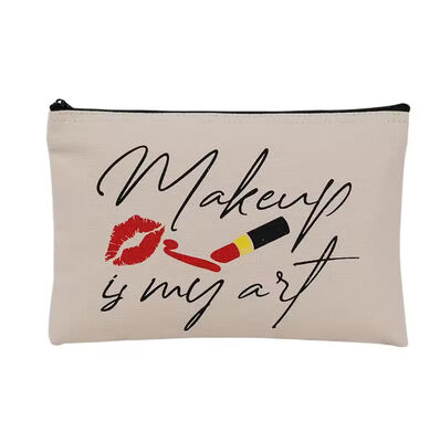 Custom Cotton Canvas Makeup Travel Bag Cosmetic Bag for Women Girls Portable multi-functional toiletry zipper bag
