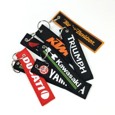 Custom Fabric Embroidery Key Tags For Motorcycle Ebroidered Keychains